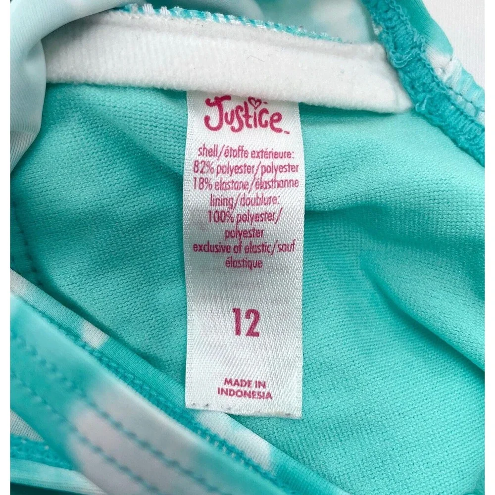 Justice Girl Size 12 Green‎ Swirl Tankini Swim Suit Top